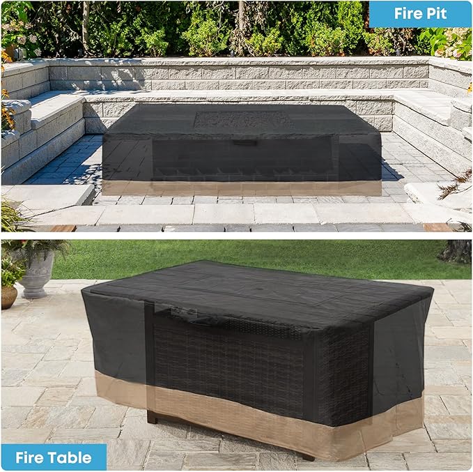 Stanbroil 60 Inch Rectangle Fire Pit Cover for Outdoor Patio Gas Fire Table, Water Resistant Outdoor Patio Fire Pit Cover, Black,(60L x 38W x 24H)
