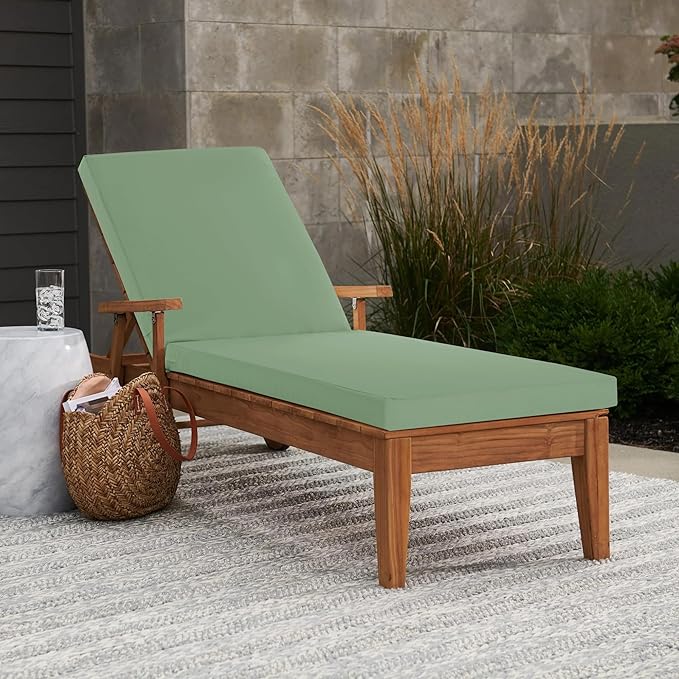 Chaise Lounge Cushions Outdoor - Waterproof and Fade Resistant Sun Lounger Replacement Cushions - Patio Lounger Pads with Removable Cover for Pool, Deck, Lawn, 80 x 26 x 3 Inch, Sage Green