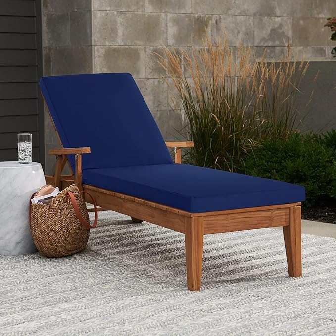 Chaise Lounge Cushions Outdoor - Waterproof and Fade Resistant Sun Lounger Replacement Cushions - Patio Lounger Pads with Removable Cover for Pool, Deck, Lawn, 80 x 26 x 3 Inch, Navy