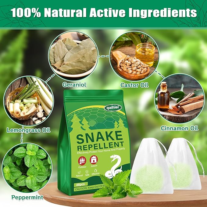 Snake Repellent for Yard Powerful - 48 Pack Moth Balls for Snakes, Keep Snake Away Repellent from Indoor & Outdoor, Pet Safe Snake be Gone for Home Lawn Garden to Repels Snakes and Other Pests