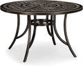 PURPLE LEAF 47" Outdoor Cast Aluminum Round Dining Table with Umbrella Hole Patio Furniture for Backyard Lawn Balcony Deck, Patio Dining Table, Lattice