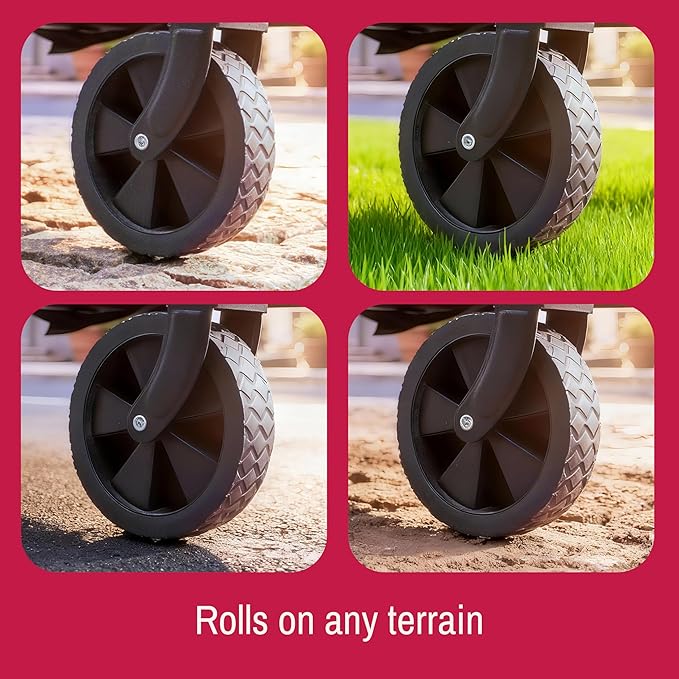 SYNCFUN Collapsible Wagon Cart with Wheels 300lbs Black, Portable Sports Utility Rolling Wagon for Beach, Garden, Camping & Grocery, Fishing