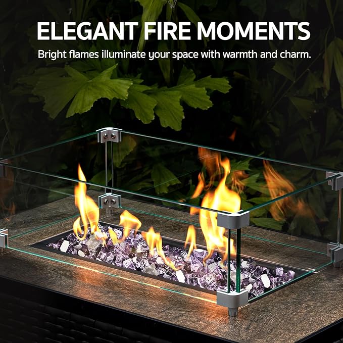 GASPRO 10 lbs Fire Glass for Propane Fire Pit, 1/2-Inch Reflective Fireplace Glass Rocks for Fire Pit Table, Purple