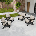 Urban Anvil 4 Pieces Patio Furniture Outdoor Metal Armchairs, All-Weather Patio Accent Chairs with Cushions for Balcony, Porch, Deck, Black/Beige