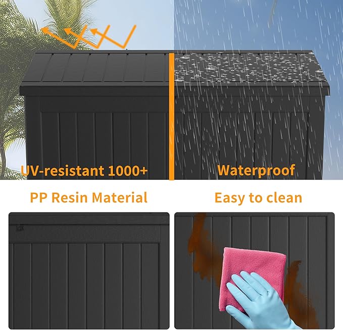 280 gallon Deck Boxes Resin Material Outside Storage Box Large Storage Bins with Lids Deck Boxes Outdoor Waterproof for Outdoor Use