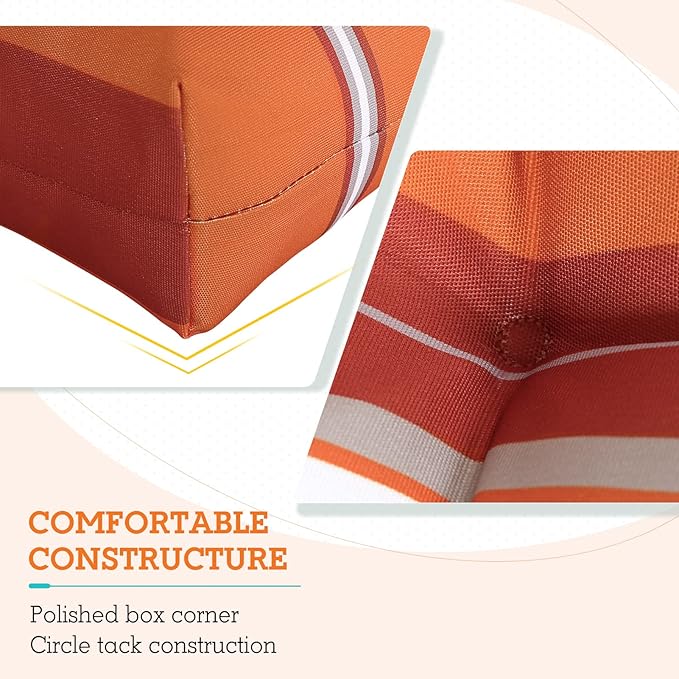 EAGLE PEAK Tufted Outdoor/Indoor High Back Patio Chair Cushions, Set of 4, 46'' x 22'', Red Stripes