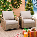 EAGLE PEAK Modern Wicker Outdoor Glider Rocking Chair, Swivel Rocker, Rattan Patio Furniture for Yard Deck Porch Garden, 2 Chairs, Brown/Gray