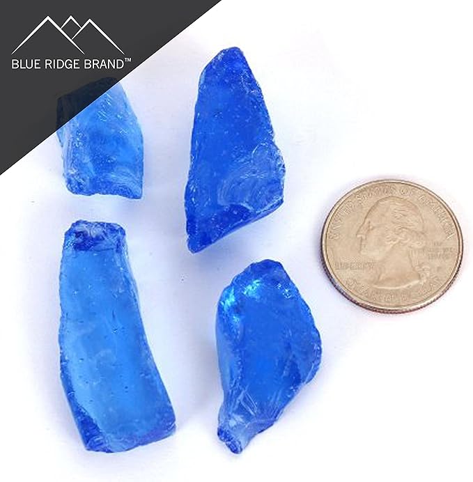 Light Blue, Sky Blue, Clear Fire Pit Glass - Fire Glass for Fire Pit - Firepit Glass Rock - Glass Stones - Fire Pit Glass Rocks - Gas & Propane Fire Pit & Fireplace Glass (50 Pound, Ocean)
