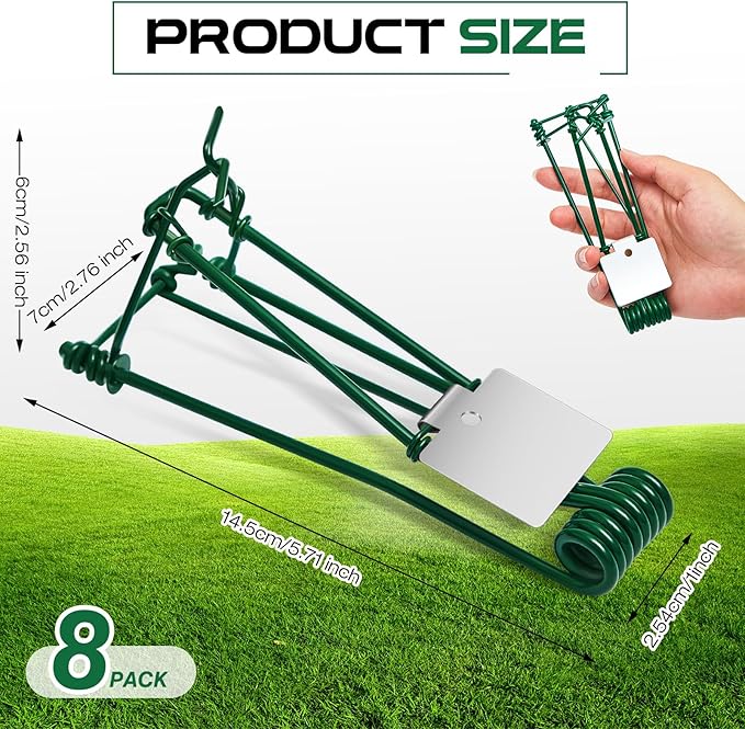 Qualirey 8 Pcs Outdoor Gopher Trap Easy Set Mole Trap Weather Resistant Gopher Killer Vole Killer for Lawn Garden Farm (Green)