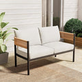 Gand Patio Outdoor Loveseat,Wicker Conversation Set with Thick Cushion for Porch, Garden, Yard, Natural