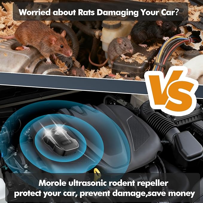 2 Pack Rodent Repellent for Car Engines, Ultrasonic Rodent Repeller for High-Efficiency Rat and Mouse Deterrent, Mouse Repellent,Rat Repellent for Car 12v 24v, Trucks, Rvs