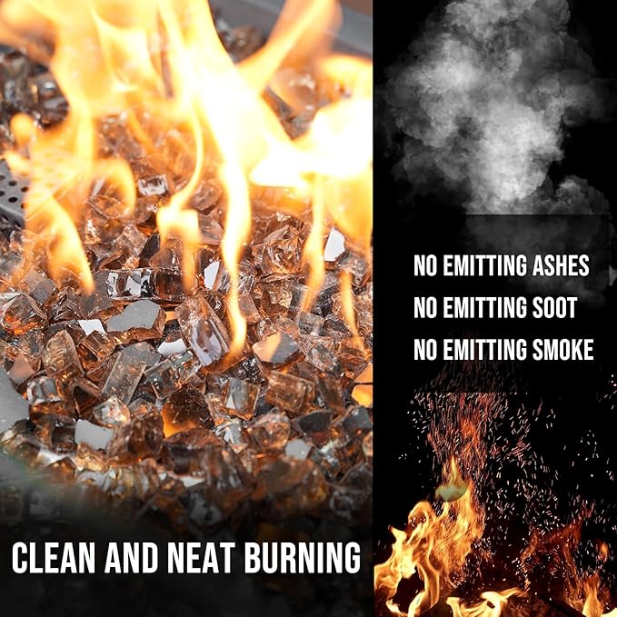 Skyflame High Luster 10-Pound Regular Fire Glass for Fire Pit Fireplace Garden Landscaping Copper 1/2" Size