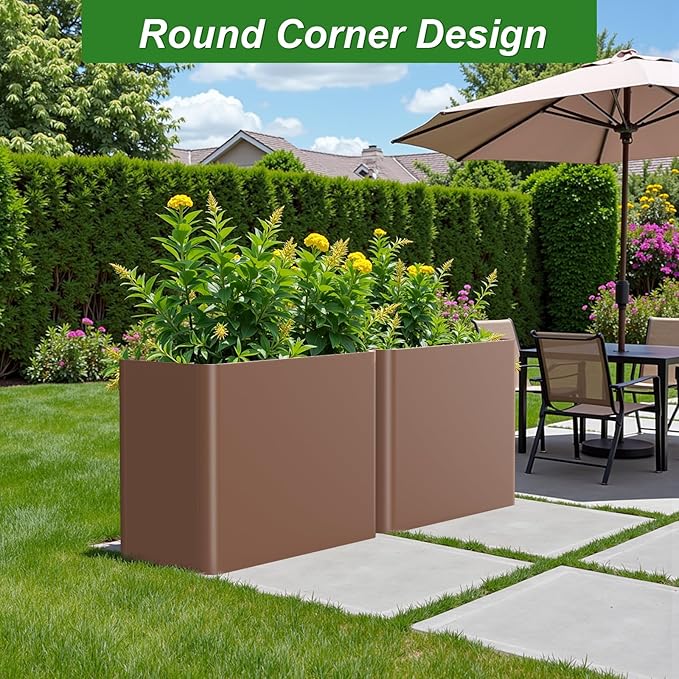 Large Metal Planter Box 36”x 15”x 24”,Heavy Duty Rectangular Tall Metal Planter Box with Drainage Holes for Outdoor Garden Patio