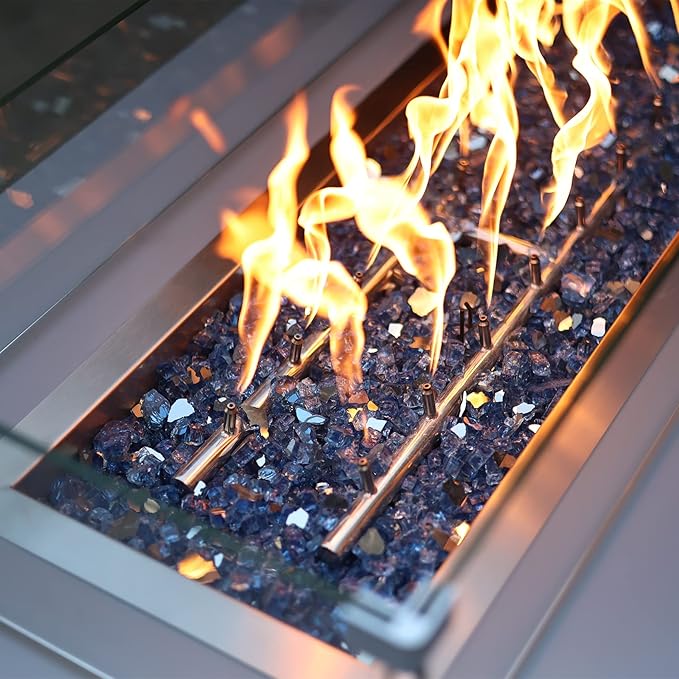 Stanbroil 10-Pound Fire Glass - 1/4 inch Reflective Tempered Fire Glass for Fireplace Fire Pit, Pacific Blue