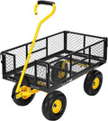 VIVOHOME Heavy Duty 880 Lbs Capacity Mesh Steel Garden Cart Folding Utility Wagon with Removable Sides and 4.10/3.50-4" Wheels 10 inch Tire (Black)