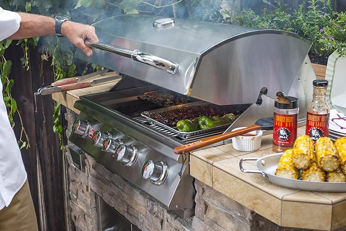 Bull Outdoor Products BBQ 47628 Angus 75,000 BTU Grill Head, LP, 304 Stainless Steel, 4 Burners, 810 sq. Inches, Twin Lights, Rotisserie Kit
