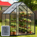 6X4 FT Polycarbonate Greenhouse, Small Walk-in Green House for Outside with Electronic Thermometers, Reinforced Aluminum Frame Greenhouses, Heavy Duty Garden, Patio, Backyard Planting