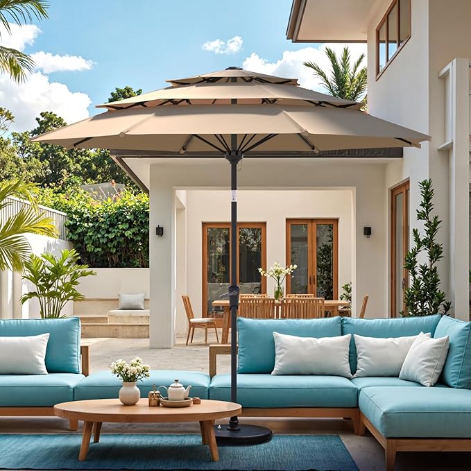 Patio Umbrellas, Pool Umbrella, Outdoor Umbrella with Push Button Tilt/Crank, Deck Umbrellas, Market Umbrela Table for Backyard, Deck, Garden, Pool