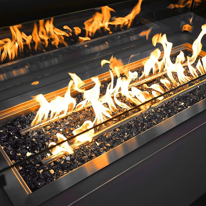Onlyfire 10 pounds Fire Glass for Propane Fire Pit and Gas Fireplace, 1/4 Inch Reflective Firepit Glass Rocks for Fire Pit Table and Fire Bowl, High Luster Onyx Black