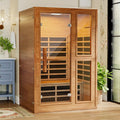 2- Person Infrared Sauna for Home, Low EMF FAR Remotely Controllable Indoor Sauna with WiFi & BT Control, Light Therapy, Wood Dry Sauna with Auto Off and Safe Flame-Retardant Material