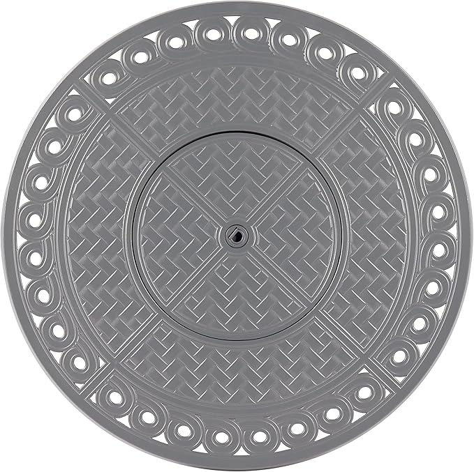 Round 34 in. x 34 in. Aluminum Propane Fire Pit Table with Glass Beads, Two Covers, Lid, 37,000 BTUs in Grey Finish