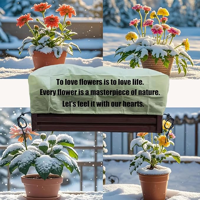 EJW Planter Cover, Frost Cloth, 39'' x 17.7'' x 15.7'' Frost Cloths for Outdoor Plants,Garden Covers for Winter, Planter Covers for Winter, Plant Covers Freeze Protection，4PACK