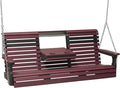 LuxCraft Rollback 5ft Recycled Plastic Plain Porch Swing with Flip Down Center Console