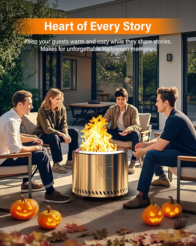 YEFU Smokeless Firepit for Outdoor Portable: 15 Inch Fire Pit with Removable Ash Pan - Outdoor Fire Pit for Wood Burning - Smokeless Firepit with 304 Stainless Steel for Patio Camping Backyard