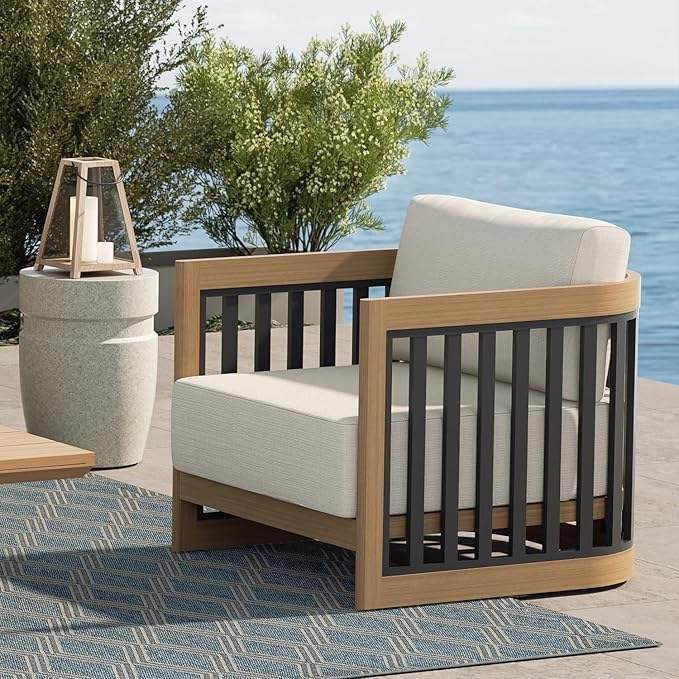 Ulax furniture Patio Aluminum Club Chair Lounge Chairs with Cushions