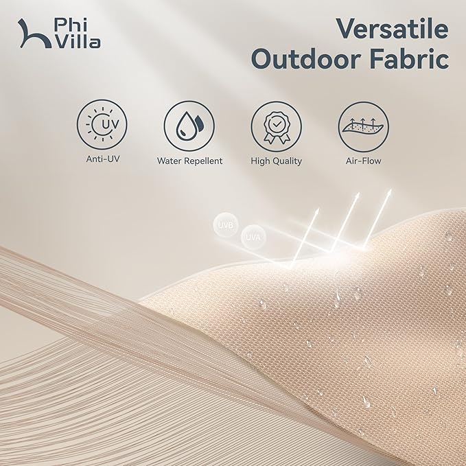 PHI VILLA 15ft Large Patio Umbrellas with Base Included, Outdoor Double-Sided Rectangle Big Market Umbrella with Stand, Outside Umbrellas for Poolside Lawn Backyard, Beige