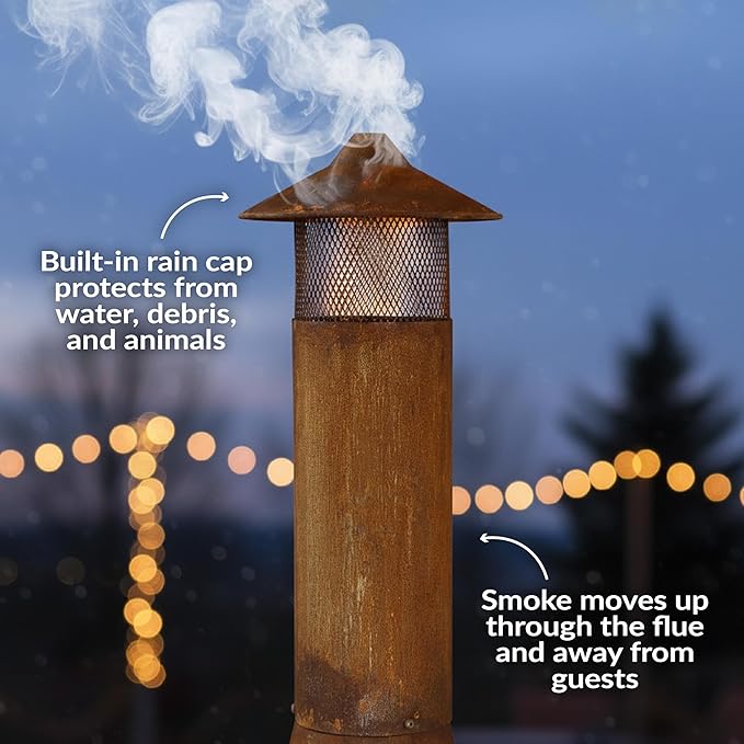 Sunnydaze 70-Inch Rustic Chiminea Outdoor Fireplace - Outdoor Wood-Burning Chiminea Fire Pit - Chimney Fire Pit