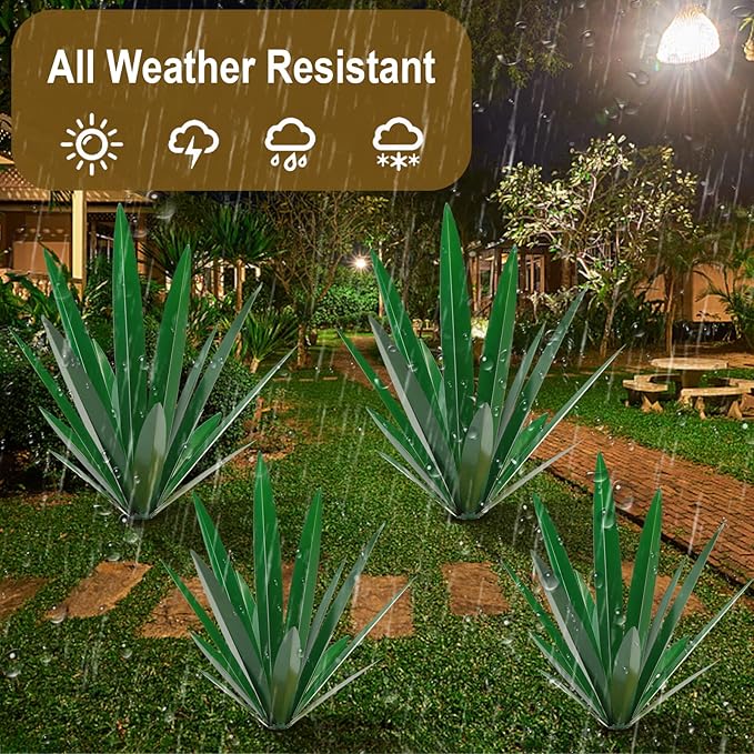 Homight Large Agave Sculpture Rustic Metal Agave Plant Outdoor Interior Decoration Outdoor Lawn Decoration Yard Wooden Posts Matching Garden Suitable for Patio