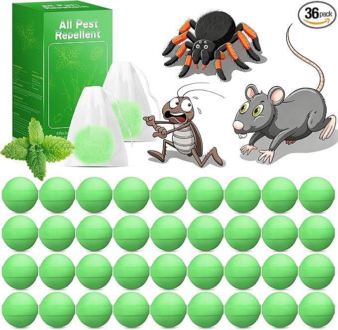 Pest Rodent Repellent, 36 Pack Peppermint Oil for Mice, Mouse, Rats, Spider, Roach, Ant, Bugs, Squirrel, Insect Control Indoor & Outdoor, Natural Mouse Deterrent Replace Traps Family & Pet Safe