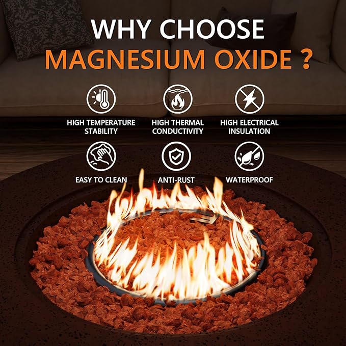 COSIEST 42 inch Outdoor Propane Fire Pit Coffee Table w Concrete Round Base Patio Heater, Certified, 50,000 BTU Stainless Steel Burner, Free Lava Rocks, Rain Cover, Tank Cover
