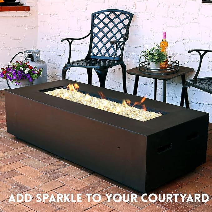 GasSaf 1/2 Inch Fire Glass Reflective Tempered Fireglass Cut Crushed FireGlass for Fire Pit, Fireplace, Replaces Existing Gas Logs & Lava Rocks (10 Pound)(Gold Reflective)