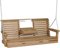 LuxCraft 5' Poly Rollback Plain Porch Swing with Flip Down Center Console, Made with Recycled Plastics - Made in USA (Antique Mahogany)