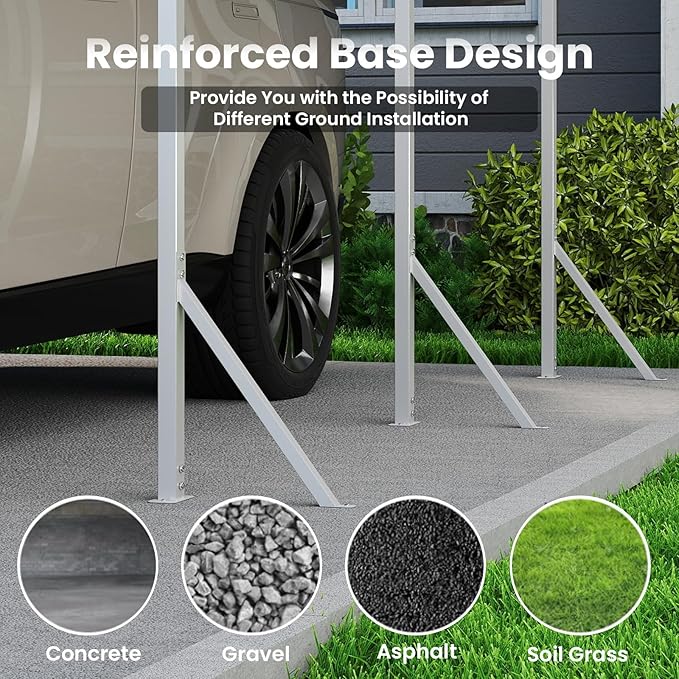 20x20 FT Heavy Duty Metal Carport Kit, All-Weather Shelter for Cars, Trucks & Outdoor Storage, Galvanized Steel Frame with Cover, Easy Assembly Garage Alternative