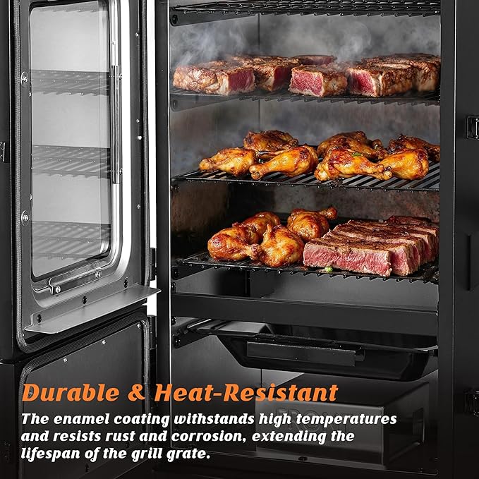 Wood Pellet Smoker with Rainproof Cover, Vertical Electric Pellet Smoker Grill With Hook Meat Probe LED Display Temperature Control