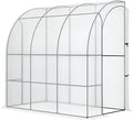 Outsunny 7' x 4' x 7' Outdoor Lean to Greenhouse, Walk-in Green House Plant Nursery with Roll-up Window, PE Cover, White