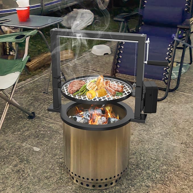 only fire Santa-Maria Style Rotisserie Rotating System for Solo Stove Ranger 15" Smokeless Fire Pit