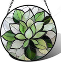 CRISGIF Stained Glass Window Hanging - Ireland Green Plants Suncatcher for Doors Garden Succulent Sun Catchers Decor Mother's St. Patrick's Day Birthday for Women Men Mom Nana 11.8 in