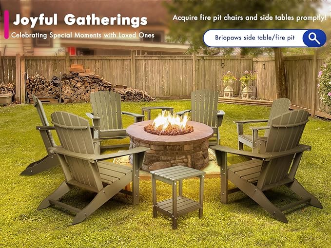 BRIOPAWS Adirondack-Chairs-Set of 6 | Wood Grain | Fire Pit Chair | Oversized | HDPE Plastic | Weather Resistant | for Deck Outdoor Poolside Campfire