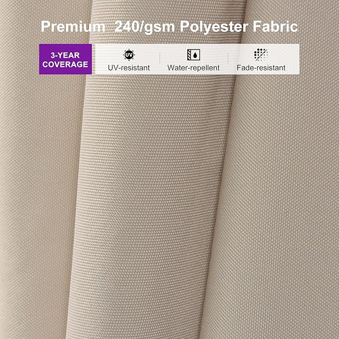 PURPLE LEAF 9' × 11.5' Outdoor Cantilever Umbrella with Base Patio Rectangle Adjustable Offset Umbrellas with 360-degree Rotation and 8 Heavy Duty Metal Ribs for Garden Deck Pool Beige