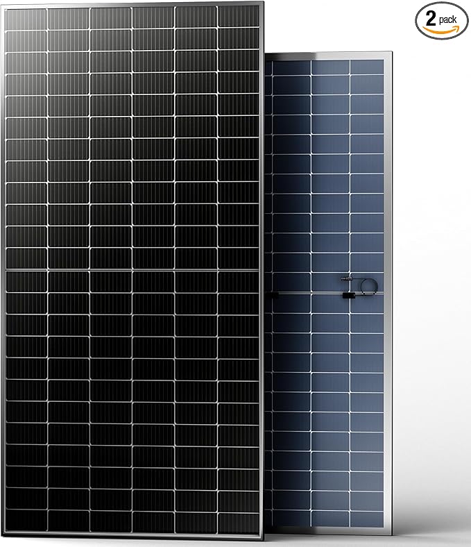 JJN 550 Watt Bifacial Solar Panels 2PCS,12/24/48 Volt 1100 Watt Solar Panel,Monocrystalline for Homes Rooftop Farm RV and Off-Grid Applications