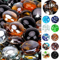 onlyfire 10 Pounds Fire Glass Beads for Propane Fire Pit and Gas Fireplace, 1/2 Inch Round Firepit Glass Rocks Flat Marbles for Fire Pit Table, Onyx Black, Crystal Ice and Caramel Luster
