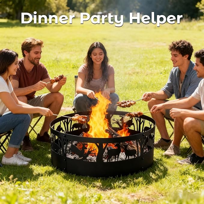 Fire Pit Ring Heavy Duty: 36X9Inch Smokeless Steel Insert for Outdoor Camping Garden Patio Backyard