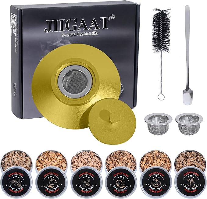 Cocktail Smoker Kit-6 Flavors Wood Chips Bourbon Smoker kit Whiskey Smoker Infuser kit for Him-Drink Smoker kit, Old Fashioned Smoker Gifts for Men/Father's Dad/Husband/Best Friend/Christmas