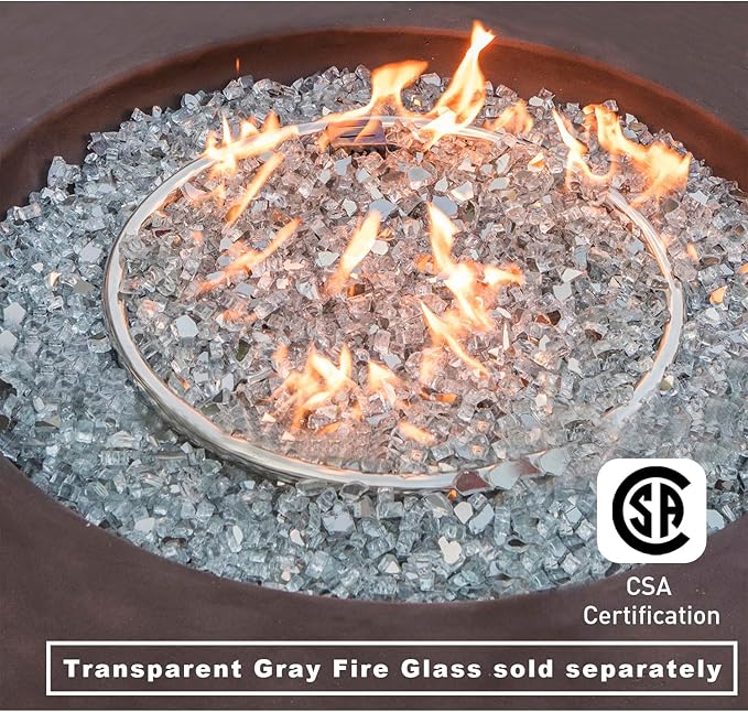 COSIEST Outdoor Propane Fire Pit Coffee Table w Dark Bronze 42 inch Round Base Patio Heater, Certified, 50,000 BTU Stainless Steel Burner, Free Lava Rocks, Waterproof Cover