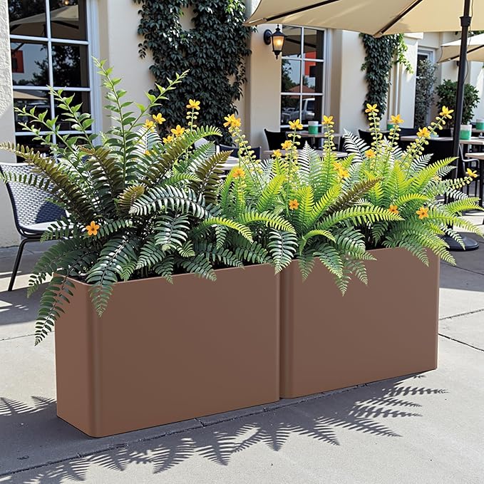 Large Metal Planter Box 36”x 15”x 24”,Heavy Duty Rectangular Tall Metal Planter Box with Drainage Holes for Outdoor Garden Patio