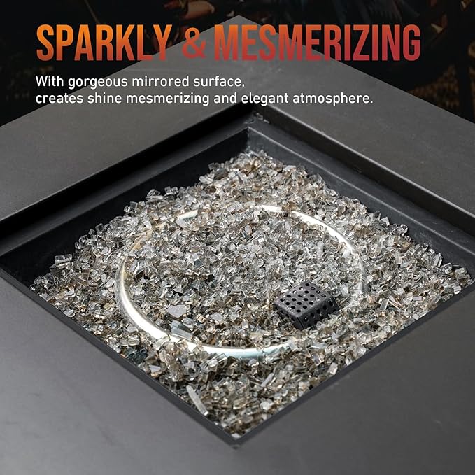 Skyflame High Luster 10-Pound Regular Fire Glass for Fire Pit Fireplace Garden Landscaping Bronze 1/4" Size